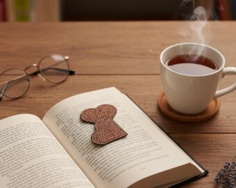 Marcapáginas de cuero con forma de corazón y diamantes de imitación (juego de 2) - Varios colores