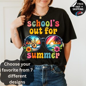 Koszulka „School’s Out for Summer” – Koszulka „Ostatni dzień szkoły” – Koszulka „Tworzycielska przerwa wakacyjna” – Strój dla dzieci na koniec roku szkolnego – Koszulka „Hello Summer”