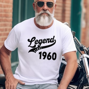 Camiseta "Leyenda desde 1960" - Regalo de cumpleaños para abuela y abuelo, camiseta personalizada, camiseta personalizada, camiseta de cumpleaños, camiseta de regalo personalizada, camiseta personalizada