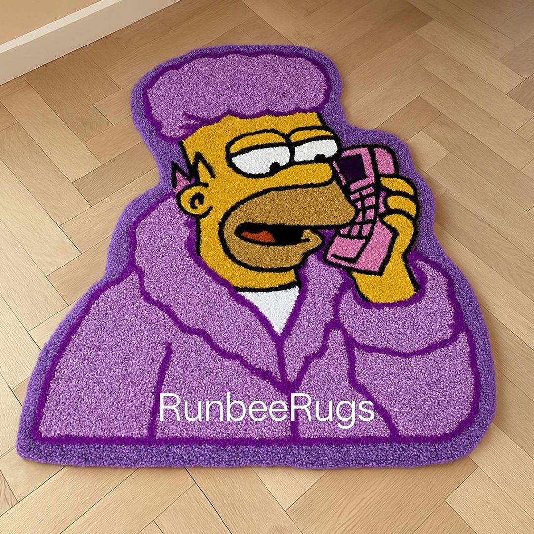 Silly Runner Rug Simpson Rug | Cartoon Rug | Funny Cartoon Tufted Rug in Purple Handmade ...