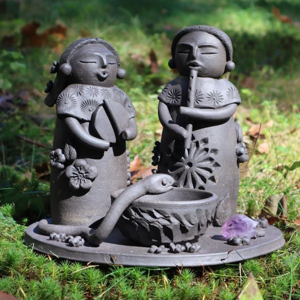 Handmade Clay Medicine Woman Figurines - Altar & Shrine Decor, Palo Sandro Burner