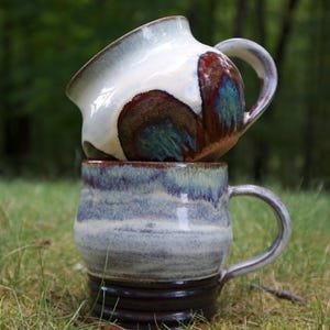 Handmade Ceramic Coffee Mugs: Wheel-Thrown Couple&#39;s Gift Set