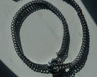 Chunky Chainmail Lariat BCR Choker Halskette