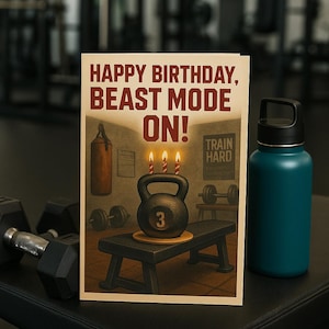 Funny Fitness Birthday Card: Gym Lover Printable (Digital Download, A4/US Letter/5x7&quot;)