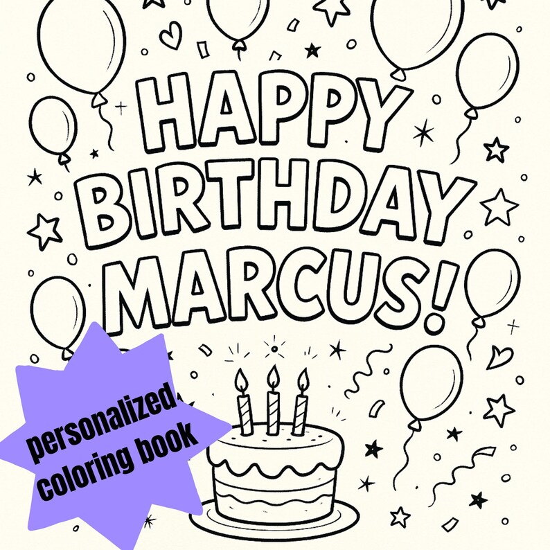 Personalized Birthday Coloring Book for Kids: Custom Name Party ...