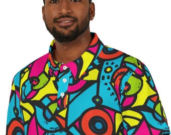 Golfpoloshirt in jaren 90-stijl. Uniek en funky golfpoloontwerp. Geweldig cadeau-idee voor wie de jaren 90 mist.  (gratis verzending naar de VS!)