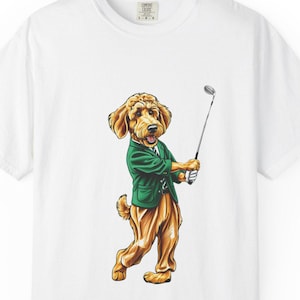 Koszulka z nadrukiem Golfing Dog - idealna dla miłośników zwierząt, entuzjastów golfa, prezent dla właścicieli psów, koszulka unisex do noszenia na co dzień