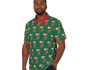 Santa Golf Polo Shirt – Festive Christmas Holiday Apparel