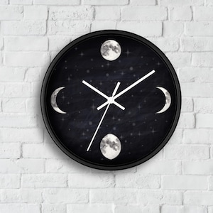 Celestial Moon Phase Wall Clock – Lunar Home Decor, Astronomy & Astrology Gift, Witchy Moon Wall Art for Cosmic Interiors