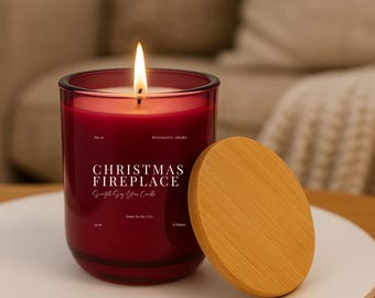 Weihnachtskamin Duftkerze - 14oz | Gemütliches Wohndekor