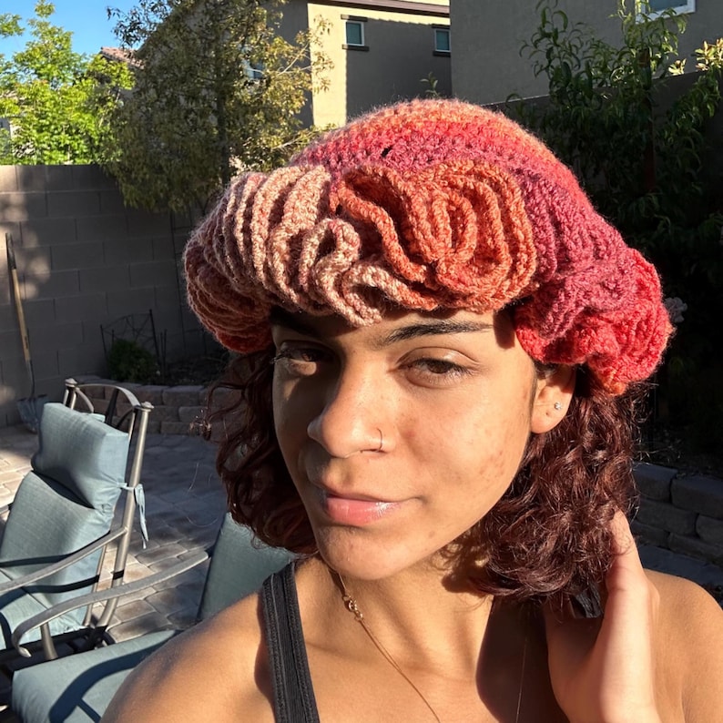 Handmade Crochet Ruffle Bucket Hat: Soft Acrylic Beanie - Etsy