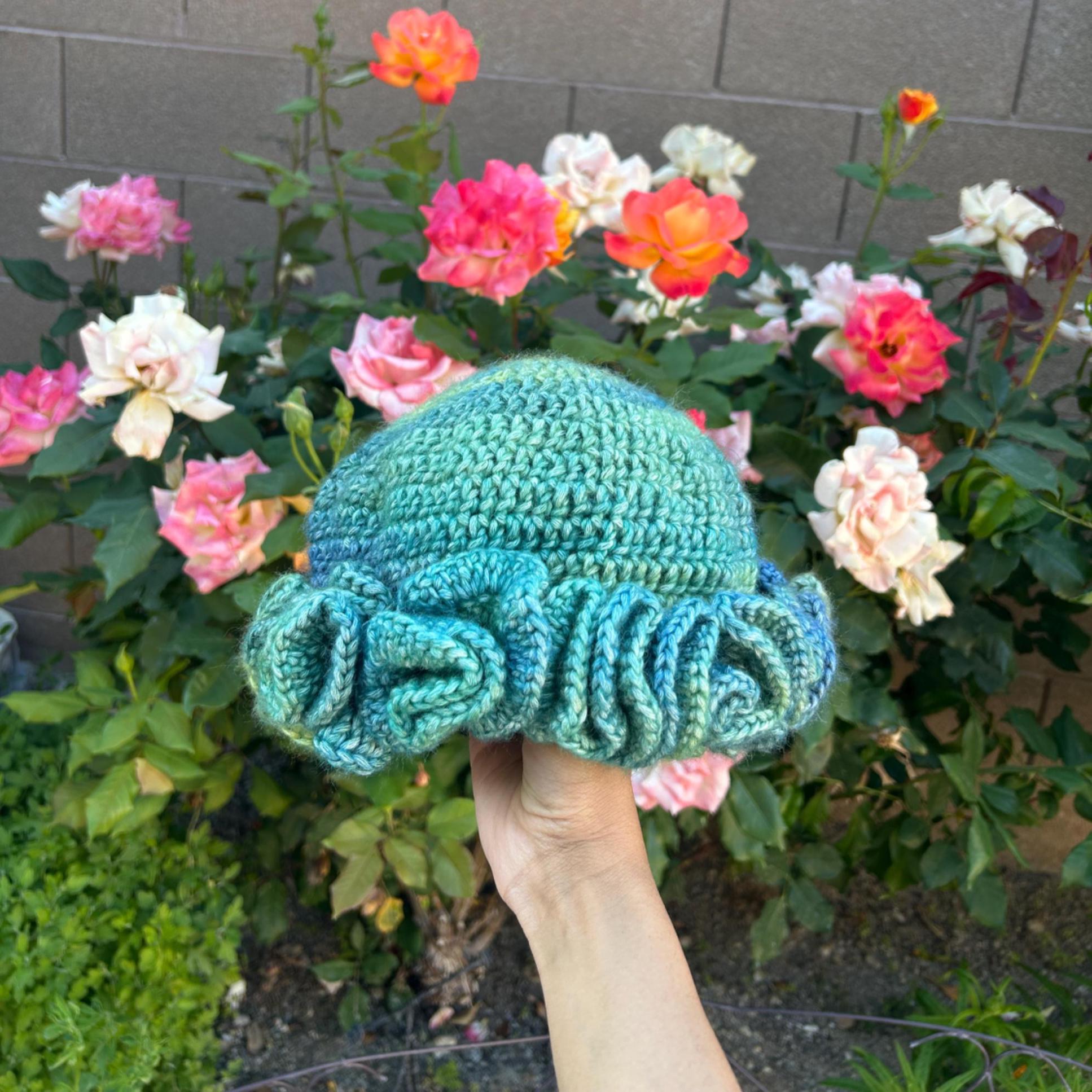 Handmade Crochet Ruffle Bucket Hat: Soft Acrylic Beanie - Etsy