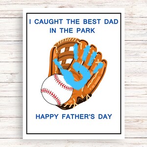 Manualidad con huella de mano para el Día del Padre / Regalo para el Día del Padre / Guante de béisbol con huella de mano / Imprimible con huella de mano para el Día del Padre / Regalo significativo para papá