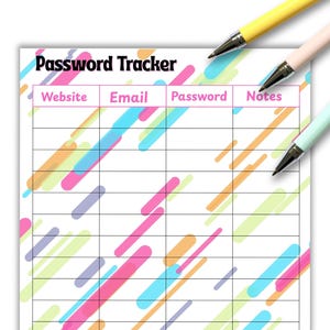 Printable Password Tracker, Password Diary, Password Tracker, Password Keeper, Password Organizer, Password Sheet