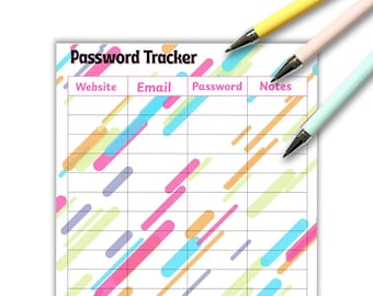 Printable Password Tracker: Password Keeper Organizer (8.5x11) (Digital Download)