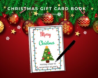 Christmas gift card book, Printable Christmas gift card, Christmas gift for kids, Christmas personalized gift card holder, Christmas gift