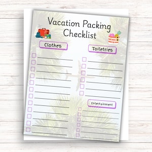 Printable Travel Checklist, Travel Planner, Travel Organizer, Travel Vacation Planner.