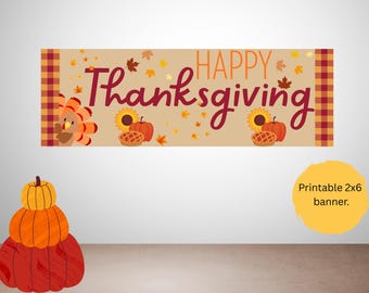 Thanksgiving banner, Printable banner, Thanksgiving decoration