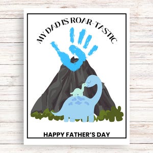 Lavoretto con impronte delle mani per bambini per la festa del papà / Lavoretto con dinosauri per la festa del papà / Lavoretto stampabile per la festa del papà / Stampa digitale / Lavoretto personalizzato per bambini per la festa del papà