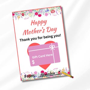 Moederdagcadeaukaarthouder - leuke hoes voor cadeaubon, contant geld of persoonlijke notitie - bonuscadeaukaartjes - direct downloaden - afdrukbaar