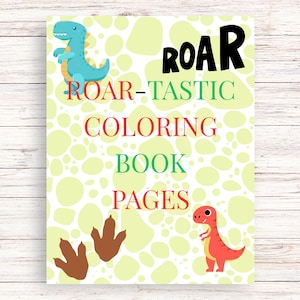 Libro para colorear digital de dinosaurios para niños, páginas para colorear de dinosaurios para regalo de cumpleaños de amantes de los dinosaurios, páginas divertidas de dinosaurios, regalos imprimibles de dinosaurios