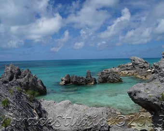 Bermuda Beach Water Photo - Tobacco Bay Island 5x7 matted to 8x10 inch