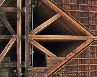 Abstract Macro Photography - brown wood mining structure barn building