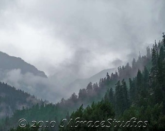 Colorado Mountains Canvas Photo Print -  Fine Art Nature Landscape Gallery Wrapped Canvas -green and gray mystical photo