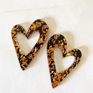 Halloween heart earring blanks, confetti heart earring set, set of heart earring pieces,  acrylic earring blanks, diy earring supplies
