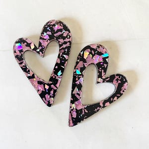 Halloween heart earring blanks, confetti heart earring set, set of heart earring pieces,  acrylic earring blanks, diy earring supplies