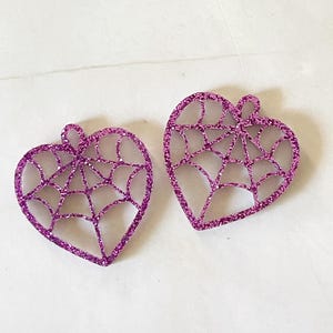 Halloween spiderweb earring blanks, glitter spider earring set, heart earrings,  acrylic earring blanks, Halloween earring supplies