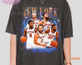 New York Knicks Basketball Stars Graphic Tee, Vintage NBA Fan Shirt