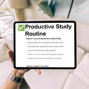 1-Page Productive Study Routine | Daily Study Flow PDF | Focused Learning Timer Method, Brain Dump, Study Smarter | Instant Download