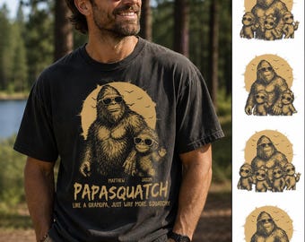 Personlig Papasquatch-skjorta, Papasquatch som morfar, bara mycket mer SquatchyTee, fars dag-present, cool pappa-skjorta, smeknamn kan ändras