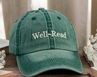 Embroidered Well-Read Washed Cap, Book Lover Aesthetic Hat, Gift for Book Lover