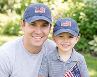 Matching American Flag Hat Dad and Son, Embroidered USA Cap, Father Son Gift, 4th of July Hat, Patriotic Family Matching Outfit
