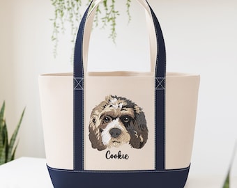 Custom Your Dog Tote Bags, Personalized Boat Tote,Custom embroidered Pet Bag,Cat Mom Gift,Dog Lover Gifts,Name Tote Bag,Boat Tote,Beach Tote