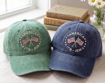 Embroidered America 250th Anniversary Hat, Patriotic USA Flag Hat, 4th of July Independence Day Gift Cap, America 250th, Fourth of July 2026