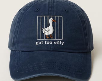 Embroidered Silly Goose Hat: Washed Cotton Baseball Cap