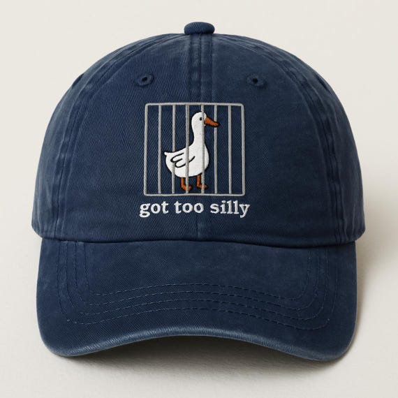 Embroidered Silly Goose Hat: Washed Cotton Baseball Cap