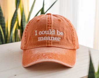 Embroidered 'I Could Be Meaner' Baseball Hat: Sarcastic Humor