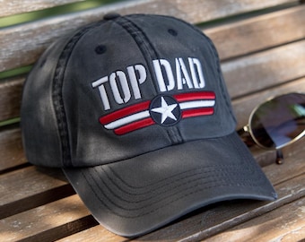 Czapka z daszkiem Top Dad, haftowana czapka w stylu wojskowym, prezent na Dzień Ojca