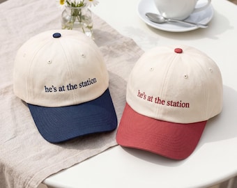 He's At The Station Embroidered Hat, Firefighter Wife Embroidered Cap, Wee Woo Wife Baseball Hat, Fire Wife Cap, Gift for Firefighter Wives