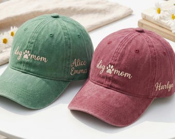 Personalized Dog Mom Baseball Cap, Custom Embroidered Pet Name Hat