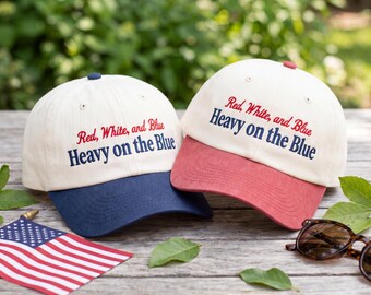 Red White and Blue Heavy on the Blue Hat, Liberal Embroidered Baseball Cap, Progressive Patriotic Hat, Funny USA Fourth of July Gift