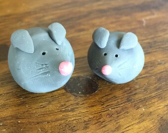 Mrs. Mouse and Baby Mouse Miniature Clay Pair
