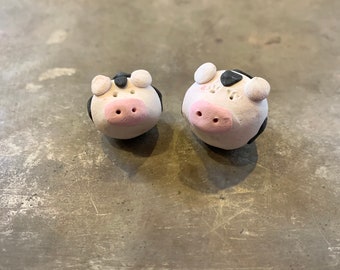 Mrs. Cow and Her Calf Miniature Clay Pair