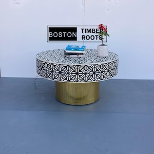36&quot; Round Bone inlay coffee table Low Dining table Sofa center table Conversation table Drinks table Custom Coffee Table Living Room Table