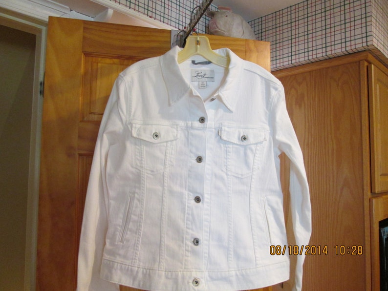 Womens White Levi's Denim JacketLarge Day of the Etsy