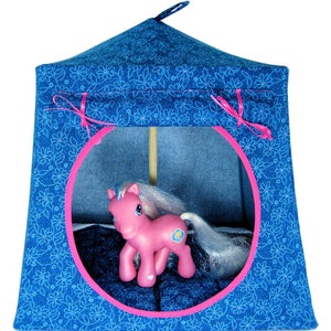 Toy Pop Up Tent, 2 Sleeping Bags, Shades Of Aqua Print Fabric for Stuffed Animals, Dolls